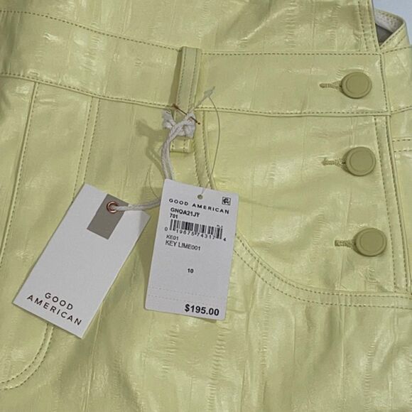 NWT Good American Better Than Leather Straight Leg Overalls in Key Lime Sz 10/30 - Picture 7 of 12